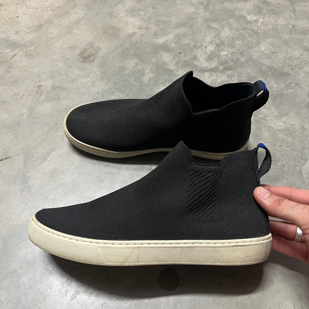 Rothys The Chelsea Black Knit Slip On Ankle Sneaker Boots Womens 11